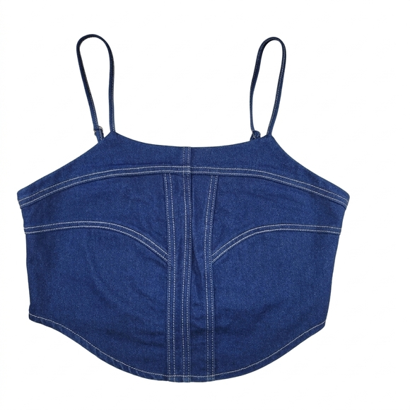 Sincerly Jules Tops - ​Sincerely Jules Denim Corset Crop Top L Dark Wash Adjustable Straps Festival